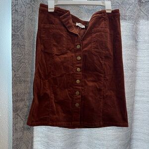 Brown Button-Front Skirt